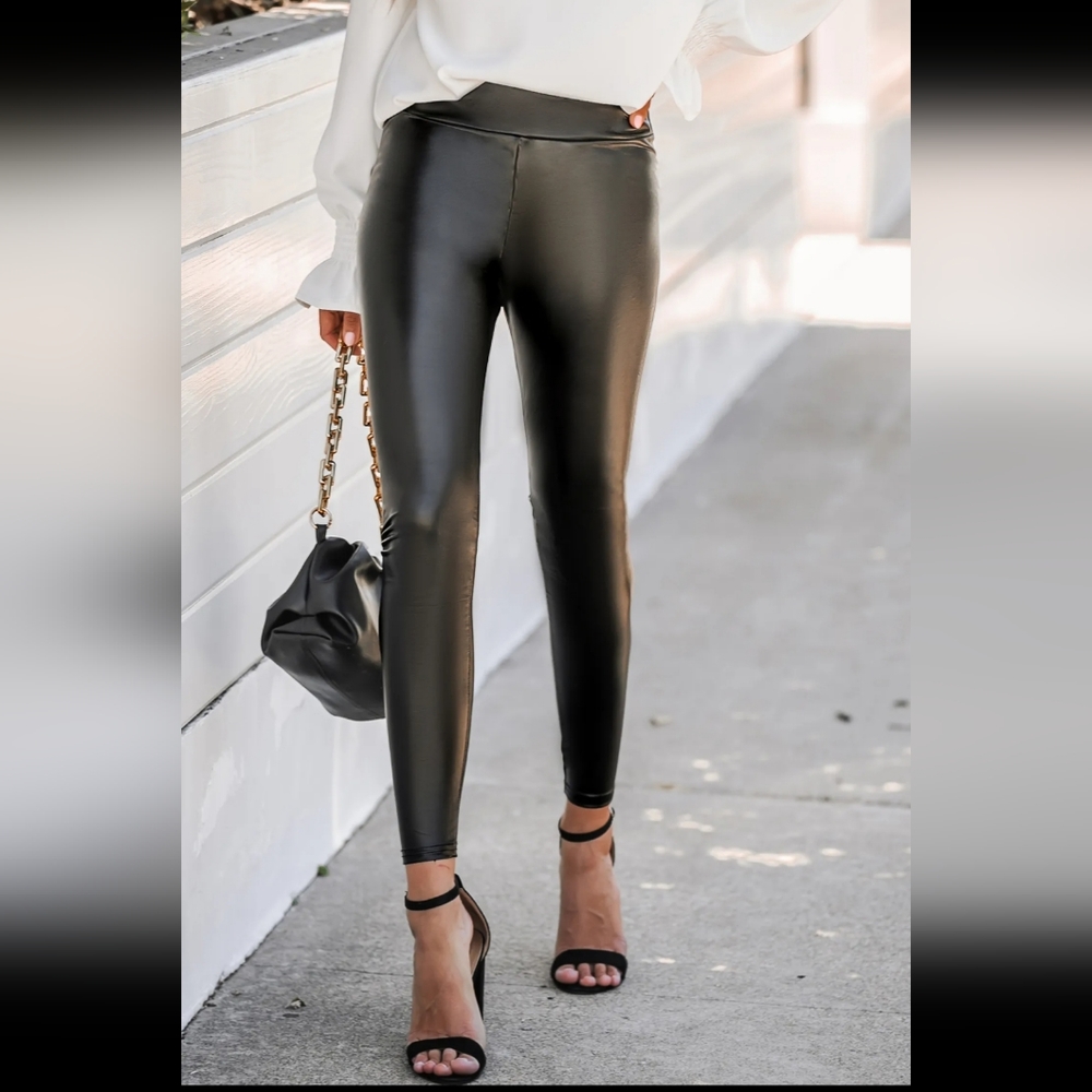 Cupshe faux leather high waist leggings pants - black - Sz XL - NWT